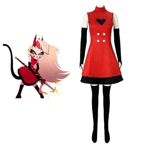Zhongkaihua Hazbin Hotel Cosplay Charlie Kleid Full Set Kostüm Charlie Morningstar Uniform Anzug Comic-Con Rollenspiel Outfit Halloween Karneval Fasching Party von Zhongkaihua