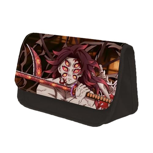 Zhongkaihua Kamado Tanjiro Kamado Nezuko Agatsuma Zen'itsu Kochou Shinobu Fashion Stationery Canvas Pencil Case for Girls Boys Schooler Gift Large Capacity Back to School Anime Pen Bag, Kokushibo, 22 von Zhongkaihua