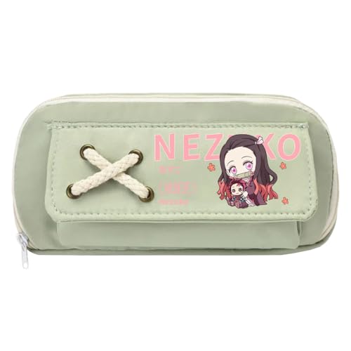 Zhongkaihua Kamado Tanjiro Kamado Nezuko Tsuyuri Kanawo Mode Schreibwaren Anime Leinwand Federmäppchen für Mädchen Jungen Schulgeschenk Große Kapazität Schulanfang Stifttasche, Typ 21, 21 x 11 cm von Zhongkaihua