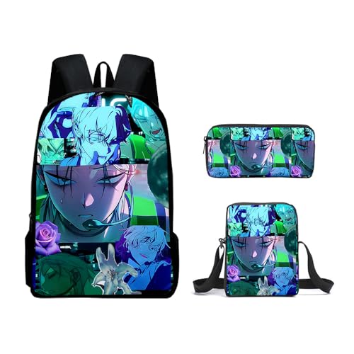 Zhongkaihua Luka Student 3-teiliges Set Back ot School Mizi Ivan 3D Druck Anime Cartoon Schulranzen Till SUA Federmäppchen Umhängetasche für Jungen und Mädchen Schuler, Typ 11, 30 x 13 x 40 cm von Zhongkaihua