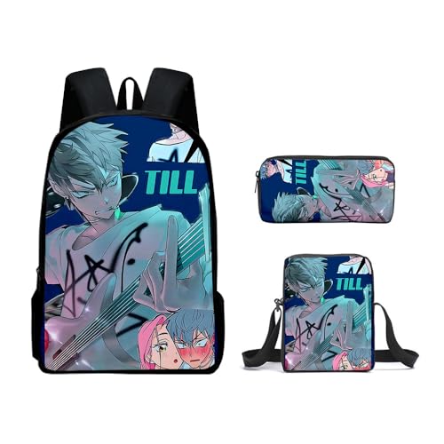 Zhongkaihua Luka Student 3-teiliges Set Back ot School Mizi Ivan 3D Druck Anime Cartoon Schulranzen Till SUA Federmäppchen Umhängetasche für Jungen und Mädchen Schuler, Typ 4, 30 x 13 x 40 cm von Zhongkaihua