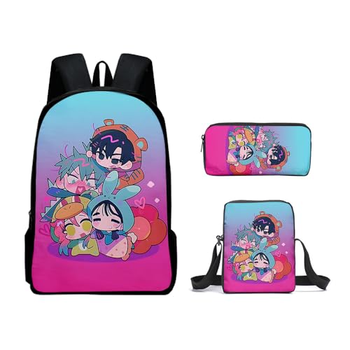 Zhongkaihua Luka Student 3-teiliges Set Back ot School Mizi Ivan 3D Druck Anime Cartoon Schulranzen Till SUA Federmäppchen Umhängetasche für Jungen und Mädchen Schuler, Typ 6, 30 x 13 x 40 cm von Zhongkaihua