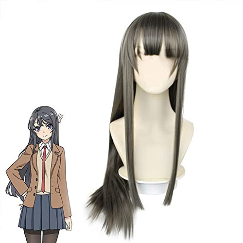 Zhongkaihua Mädchen Anime Sakurajima Mai Cosplay Kostüm Perücke Damen Halloween Hase Mädchen Senpai no Yume wo Minai Haar Halloween Verkleidung Kostüm Zubehör von Zhongkaihua