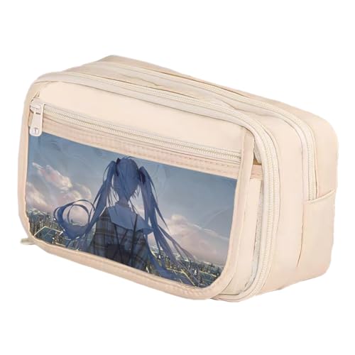 Zhongkaihua Miku Kawaii Anime Federmäppchen – super süßes Cartoon-Charakter-Druck-Design, 21 x 8 x 13 cm, großes Fassungsvermögen, Federmäppchen mit mehreren Fächern, Schreibwaren, Geschenke für von Zhongkaihua