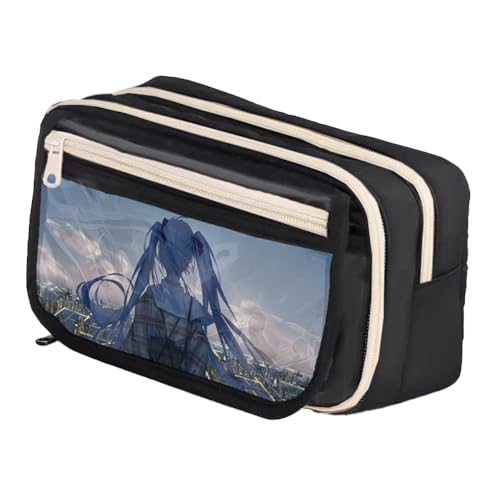 Zhongkaihua Miku Kawaii Anime Federmäppchen – super süßes Cartoon-Charakter-Druck-Design, 21 x 8 x 13 cm, großes Fassungsvermögen, Federmäppchen mit mehreren Fächern, Schreibwaren, Geschenke für von Zhongkaihua