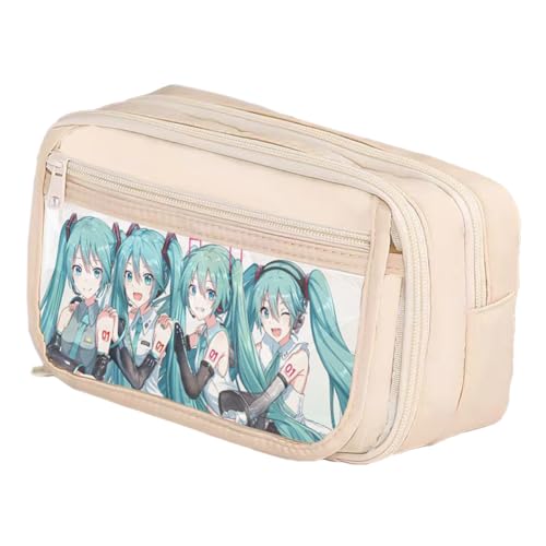 Zhongkaihua Miku Kawaii Anime Federmäppchen – super süßes Cartoon-Charakter-Druck-Design, 21 x 8 x 13 cm, großes Fassungsvermögen, Federmäppchen mit mehreren Fächern, Schreibwaren, Geschenke für von Zhongkaihua