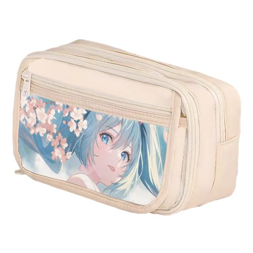 Zhongkaihua Miku Kawaii Anime Federmäppchen – super süßes Cartoon-Charakter-Druck-Design, 21 x 8 x 13 cm, großes Fassungsvermögen, Federmäppchen mit mehreren Fächern, Schreibwaren, Geschenke für von Zhongkaihua