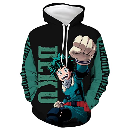 Zhongkaihua My Hero Academia Hoodie Anime MHA Himiko Toga Figur gedruckt Kapuzen-Sweatshirt Langarm Casual Top Pullover Pullover für Kinder Erwachsene, Midoriya Izuku, L von Zhongkaihua