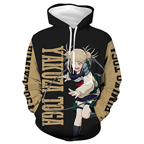 Zhongkaihua My Hero Academia Hoodie Anime MHA Himiko Toga Figur gedruckt Kapuzen-Sweatshirt Langarm Casual Top Pullover Pullover für Kinder Erwachsene, Himiko Toga, XXL von Zhongkaihua
