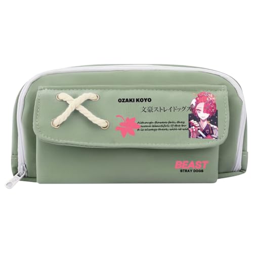 Zhongkaihua Nakahara Chuuya/Dazai Osamu Canvas Stiftebeutel Reißverschluss Anime Stifttasche Große Kapazität Doppelfach Schreibwaren Organizer Student Shcool Öffnung Schreibwaren Geschenk, Typ 3 von Zhongkaihua