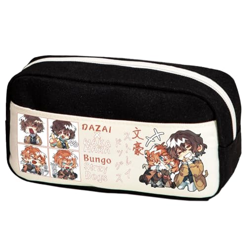 Zhongkaihua Nakajima Atsushi Dazai Osamu Anime-inspiriertes Leinen-Federmäppchen, geräumiger, stilvoller Schreibwaren-Organizer, Geschenk für Kinder, Typ 8, 24cm x 12cm x 10cm, Federmäppchen von Zhongkaihua