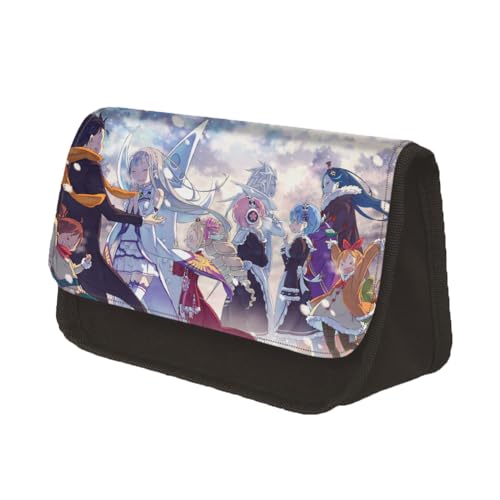 Zhongkaihua Ram and Rem Federmäppchen, niedliches Anime-3D-Druck, Federmäppchen für Studenten, Kawaii, Anime, Schulbedarf, Federmäppchen, doppellagig, große Kapazität, Reißverschluss, Segeltuch, von Zhongkaihua