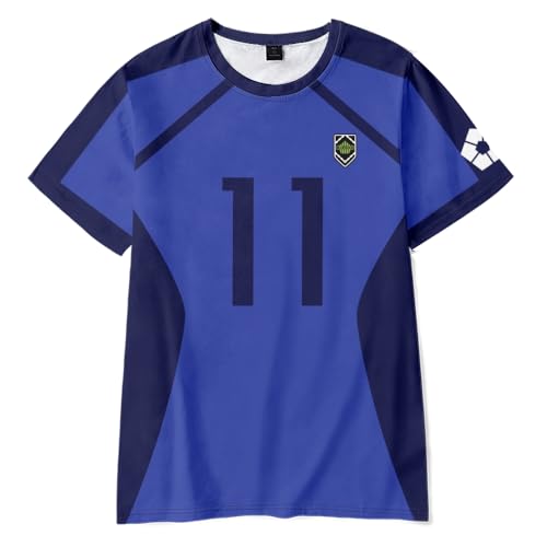 Zhongkaihua Seishiro Nagi Trikot, Fußball-Sport-Trainings-Shirt, kurzärmelig, Isagi Yoichi, blaues Anime-T-Shirt, schnelltrocknend, für Fitnessstudio, feuchtigkeitsableitend, athletische T-Shirts von Zhongkaihua