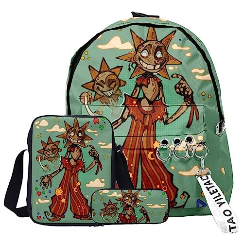 Zhongkaihua Sun Moon FNAF Security Breach Fazbear's Piazzaria Fashion Student 3-teiliges Set Schulrucksack Federmäppchen für Jungen Mädchen Schuler Reise Essential Daypack, Fnaf - 15, 29 x 12 x 40 cm, von Zhongkaihua