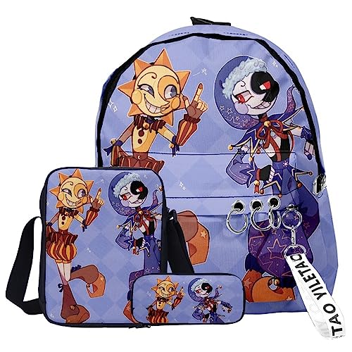 Zhongkaihua Sun Moon FNAF Security Breach Fazbear's Piazzaria Fashion Student 3-teiliges Set Schulrucksack Federmäppchen für Jungen Mädchen Schuler Reise Essential Daypack, Fnaf - 20, 29 x 12 x 40 cm, von Zhongkaihua