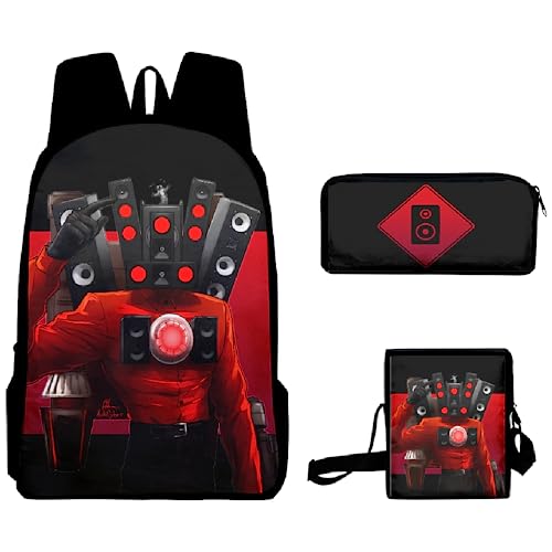 Zhongkaihua Titan Speakerman Fashion Student 3-teiliges Set Schulrucksack für Jungen Mädchen Schuler Reise Essential Daypack, Speakerman - 02, 45 x 30 x 13 CM von Zhongkaihua