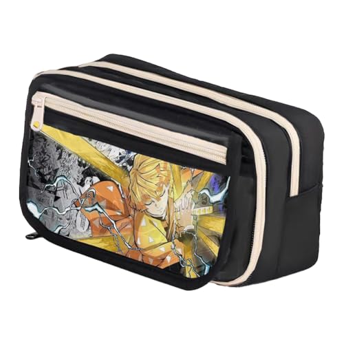 Zhongkaihua Tokitou Muichirou/Kamado Tanjiro Anime-Federmäppchen, große Kapazität, mehrere Fächer, Segeltuch, Stiftetasche, multifunktional, Schreibwaren, Aufbewahrung, Bleistiftbeutel, Schüler von Zhongkaihua
