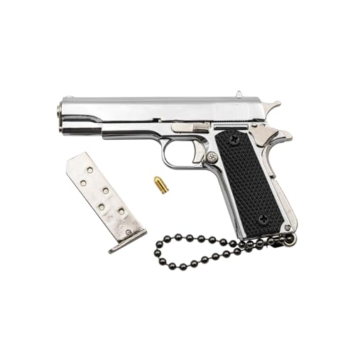 Zhongren 1911 Tactical Mini Pistola Schlüsselanhänger 1:3 Metall Gun Form Schlüsselanhänger Realistico Gun Model Collection Anhänger Tasche Charm per gli uomini Army Fan Geschenk(Silber) von Zhongren