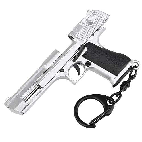 Zhongren Desert Eagle Taktischer Schlüsselanhänger Pistolenform Schlüsselanhänger Pistole Modell 1:4 Action Figure Collection Anhänger Tasche Charm für Männer Armee Fan Freund Geschenk (Silber) von Zhongren