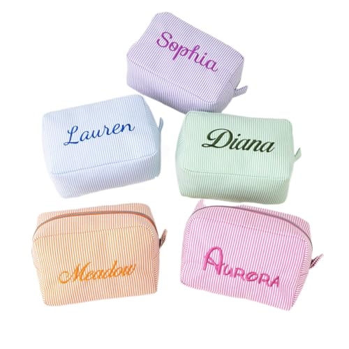 Zhongzhi Seersucker-Make-up-Tasche, personalisierter Name oder Logo, Brautjungferngeschenk, Brautparty-Geschenk, individuelle Logo-Tasche, Geschenk für sie, Hochzeitsgeschenkidee, Nicht von Zhongzhi