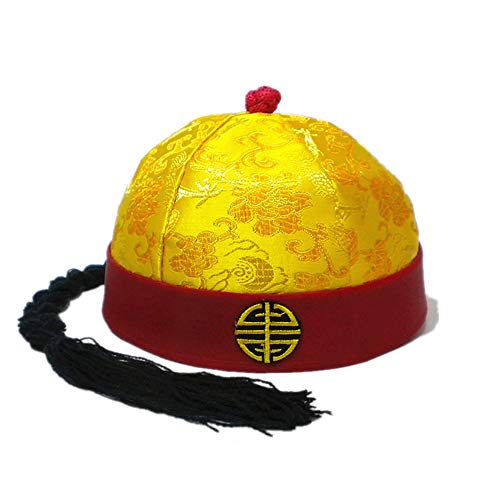 Zhou-long Antiker chinesischer königlicher Kaiserhut, Rollenspiel, dekorativer Cosplay-Hut Gr. Small, gelb von Zhou-long
