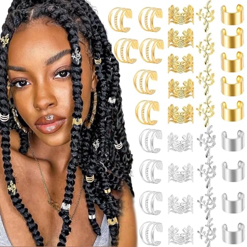 ZhouWei 120 Stück Gold Silber Haarschmuck für Zöpfe, Verstellbar Gold Haarschmuck für Zöpfe, Dreadlocks Schmuck, Ring Braids Schmuck, für Dreadlock für Frauen Männer Dekoration ZhouWei 120 Stück Gold Silber Haarschmuck für Zöpfe, Verstellbar Gold Haarschmuck für Zöpfe, Dreadlocks Schmuck, Ring Braids Schmuck, für Dreadlock für Frauen Männer Dekoration von ZhouWei