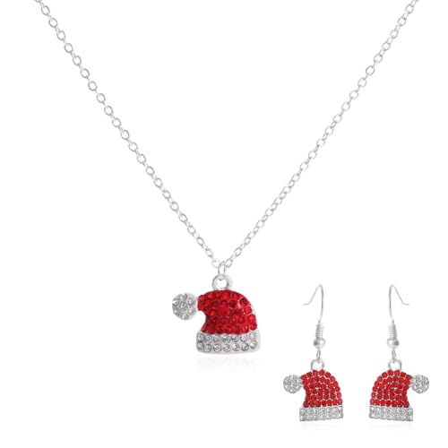 ZhouWei Weihnachtshalskette und 1 Paar Weihnachts Ohrring, Weihnachts-Halskettee, Weihnachtsschmuck, Weihnachten Halskette, Weihnachtsmann Schmuck Set, Weihnachtssocken-Anhänger-Halskette ZhouWei Weihnachtshalskette und 1 Paar Weihnachts Ohrring, Weihnachts-Halskettee, Weihnachtsschmuck, Weihnachten Halskette, Weihnachtsmann Schmuck Set, Weihnachtssocken-Anhänger-Halskette von ZhouWei
