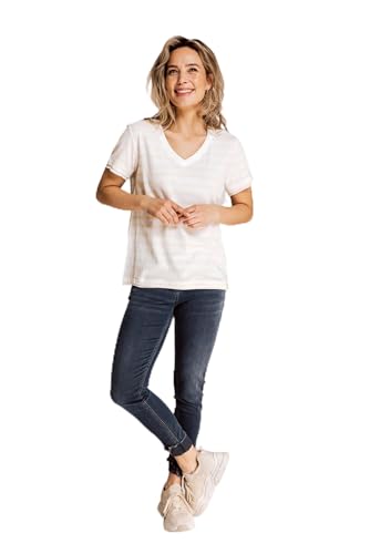 Damen T-Shirt Zhsvana Stripes in Weiß-Beige - ZT324655-N2009 von Zhrill