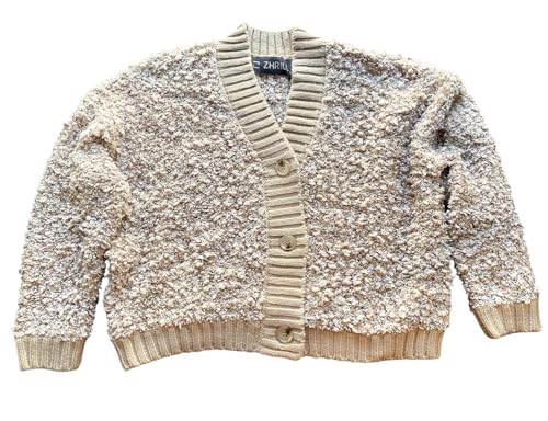 Zhrill Cropped Strickcardigan Taupe Bouclé ZHGLORIA FRAY ZX147-N3027, Größe:S/M von Zhrill