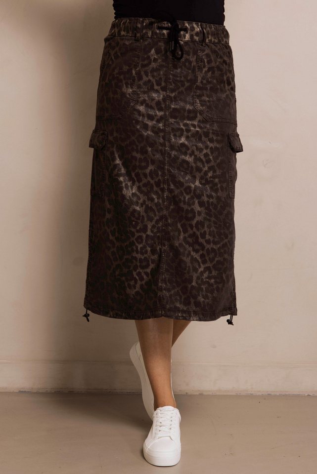 Zhrill Midirock ZHJIL im Leo-Look und mit Cargo-Taschen von Zhrill