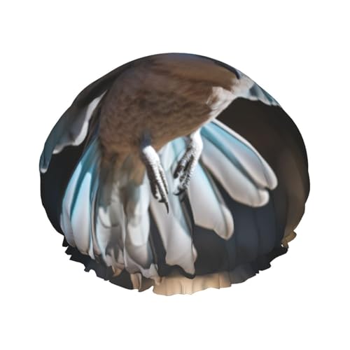 Blaugrüne Vögel Musiknoten-Druck, stilvolle Duschhaube, wiederverwendbare Duschhaube, Damen, große Duschhaube für Zöpfe, langes Haar von Zhuanyun