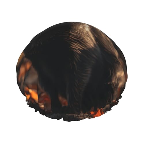 Halloween Kürbis Katze Druck Stilvolle Duschhaube Wiederverwendbare Duschhaube Frauen Große Duschhaube für Zöpfe Lange Haare von Zhuanyun