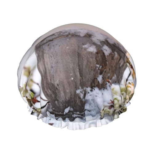 Kerze Winter Schnee Tannenbaum Blätter Druck Stilvolle Duschhaube Wiederverwendbare Duschhaube Frauen Große Duschhaube für Zöpfe Lange Haare von Zhuanyun