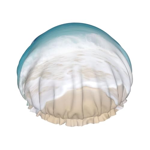 Meereshintergrund Druck Stilvolle Duschhaube Wiederverwendbare Duschhaube Frauen Große Duschhaube für Zöpfe Lange Haare von Zhuanyun