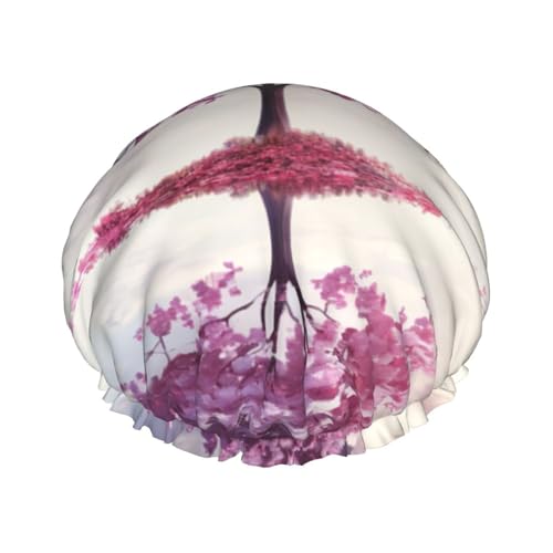 Purple World Print Stilvolle Duschhaube, wiederverwendbare Duschhaube, Damen, große Duschhaube für Zöpfe, langes Haar von Zhuanyun