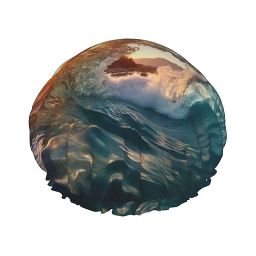 Seaside Grand Waves Tidal Print Stilvolle Duschhaube Wiederverwendbare Duschhaube Frauen Große Duschhaube für Zöpfe Lange Haare Seaside Grand Waves Tidal Print Stilvolle Duschhaube Wiederverwendbare Duschhaube Frauen Große Duschhaube für Zöpfe Lange Haare von Zhuanyun