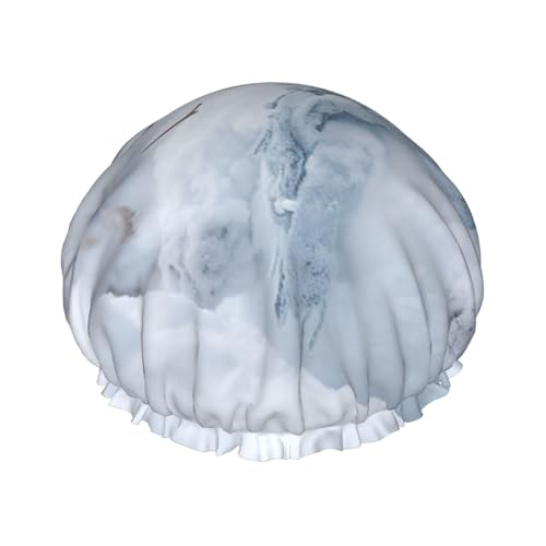 Süße Schneemänner Weihnachtsdruck Stilvolle Duschhaube Wiederverwendbare Duschhaube Frauen Große Duschhaube für Zöpfe Lange Haare von Zhuanyun