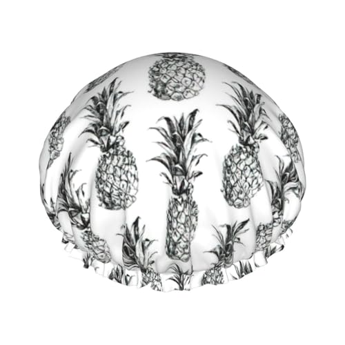 Tropisches Thema Ananas Obst Muster Druck Stilvolle Duschhaube Wiederverwendbare Duschhaube Frauen Große Duschhaube für Zöpfe Lange Haare von Zhuanyun