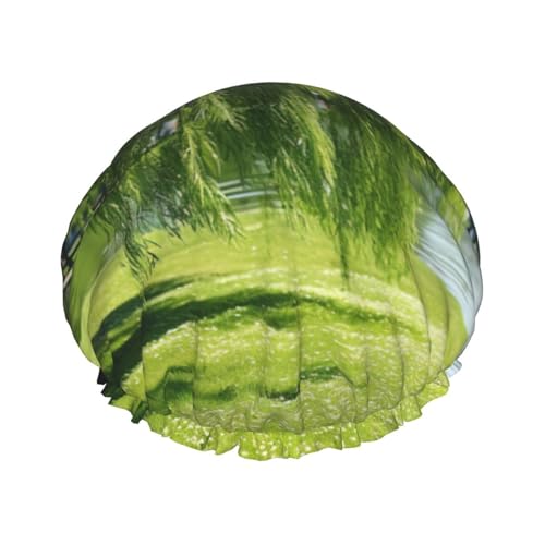Willow Tree Print Stilvolle Duschhaube Wiederverwendbare Duschhaube Frauen Große Duschhaube für Zöpfe Lange Haare von Zhuanyun