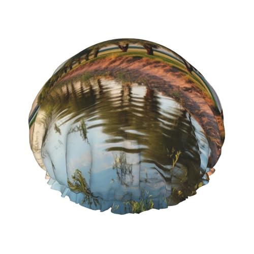 Willow Tree Print Stilvolle Duschhaube Wiederverwendbare Duschhaube Frauen Große Duschhaube für Zöpfe Lange Haare von Zhuanyun