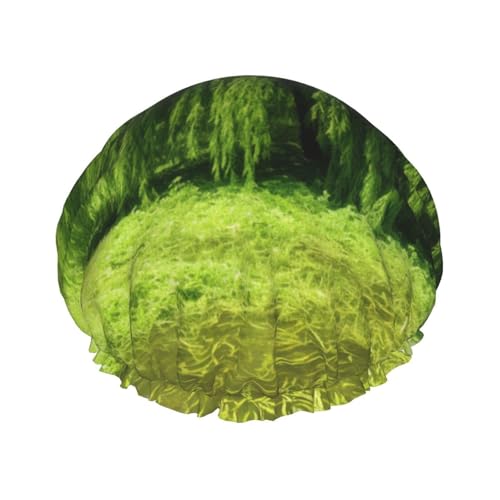 Willow Tree Print Stilvolle Duschhaube Wiederverwendbare Duschhaube Frauen Große Duschhaube für Zöpfe Lange Haare von Zhuanyun