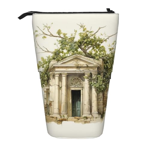 Zhuanyun Antikes Gebäude mit römischem Olivenzweig und griechischem Druck, multifunktionale Aufbewahrungstasche, Make-up-Tasche, Geldbörse, stilvolle und multifunktionale Tasche von Zhuanyun
