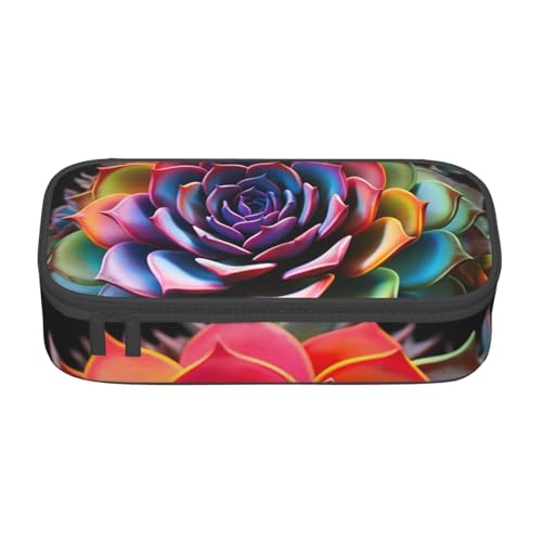 Zhuanyun Aufbewahrungstasche mit großem Fassungsvermögen, Bürobedarf, bunte Sukkulenten-Make-up-Tasche, Schreibtisch-Organizer mit stilvollem von Zhuanyun