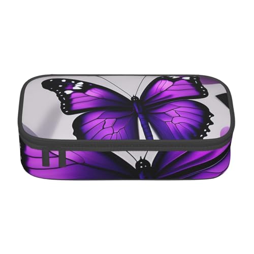 Zhuanyun Aufbewahrungstasche mit großem Fassungsvermögen, Bürobedarf, lila Schmetterling und Blume, 1 Make-up-Tasche, Schreibtisch-Organizer mit stilvollem Design von Zhuanyun
