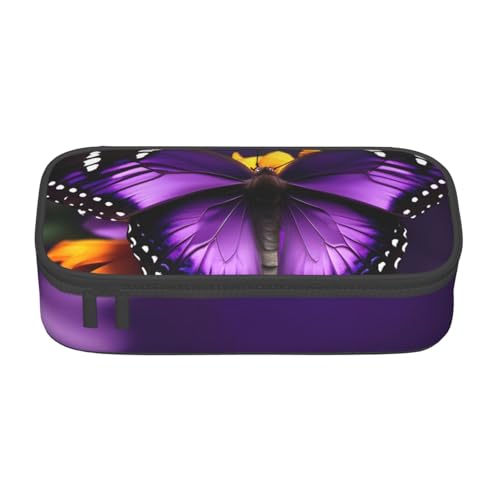 Zhuanyun Aufbewahrungstasche mit großem Fassungsvermögen, Bürobedarf, lila Schmetterling und Blume, Make-up-Tasche, Schreibtisch-Organizer mit stilvollem Design von Zhuanyun