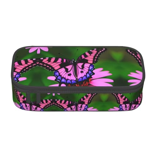 Zhuanyun Aufbewahrungstasche mit großem Fassungsvermögen, Bürobedarf, rosa Blume, lila Schmetterling, Make-up-Tasche, Schreibtisch-Organizer mit stilvollem Design von Zhuanyun