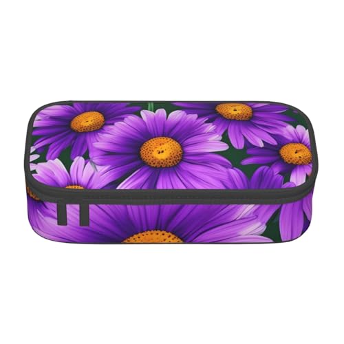 Zhuanyun Aufbewahrungstasche mit großem Fassungsvermögen, Bürobedarf-Box, lila Gänseblümchen, Make-up-Tasche, Schreibtisch-Organizer mit stilvollem Design von Zhuanyun