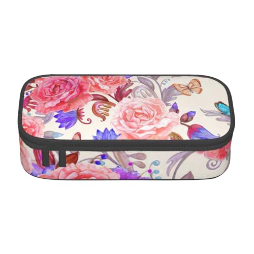 Zhuanyun Aufbewahrungstasche mit großer Kapazität, Bürobedarf, Blume, Rose, Schmetterling, Make-up-Tasche, Schreibtisch-Organizer mit stilvollem Design von Zhuanyun