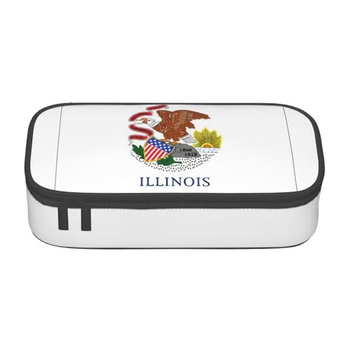 Zhuanyun Aufbewahrungstasche mit großer Kapazität, Bürobedarf, Illinois Staatsflagge, Make-up-Tasche, Schreibtisch-Organizer mit stilvollem, Schwarz, One Size, Prägnant von Zhuanyun