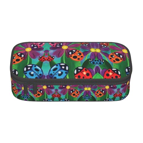 Zhuanyun Aufbewahrungstasche mit großer Kapazität, Bürobedarf, bunte Marienkäfer-Make-up-Tasche, Schreibtisch-Organizer mit stilvollem Design von Zhuanyun